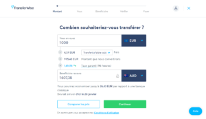 TransferWise - Définir votre transfert d'argent