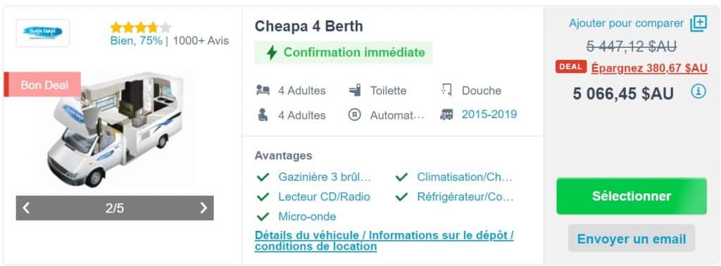 Campervan rental for 4 adults and price for 2 weeks rental during high season in Australia