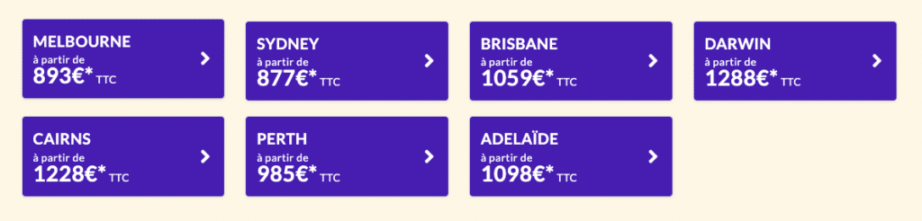 réduction billet avion Australie PVT